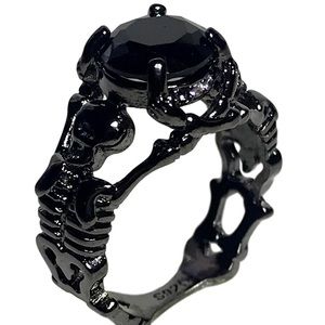 Vintage Gothic Black Skeleton Skull Ring